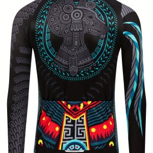 Men's Quick-Dry Cycling Jersey - Long Sleeve, Moisture-Wicking & Breathable with Non-Slip Zipper Design for Mountain Biking and Road Riding