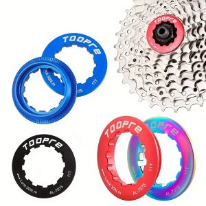 2pcs Mountain Bike Flywheel Locking Cover, Bicycle Aluminum Alloy Locking Ring, Cycling Supplies, Assembly Car Parts Aluminum Alloy Crank Cover