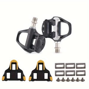 Aluminum Alloy Road Bike Pedals with Cleats - Black Professional Cycling Gear for Road Bicycles with Adjustable Tension, High Durability Shaft Core, Correctable Riding Posture, Easy Maintenance - Suitable for Easter, New Year, Spring Festival, Teachers' Day